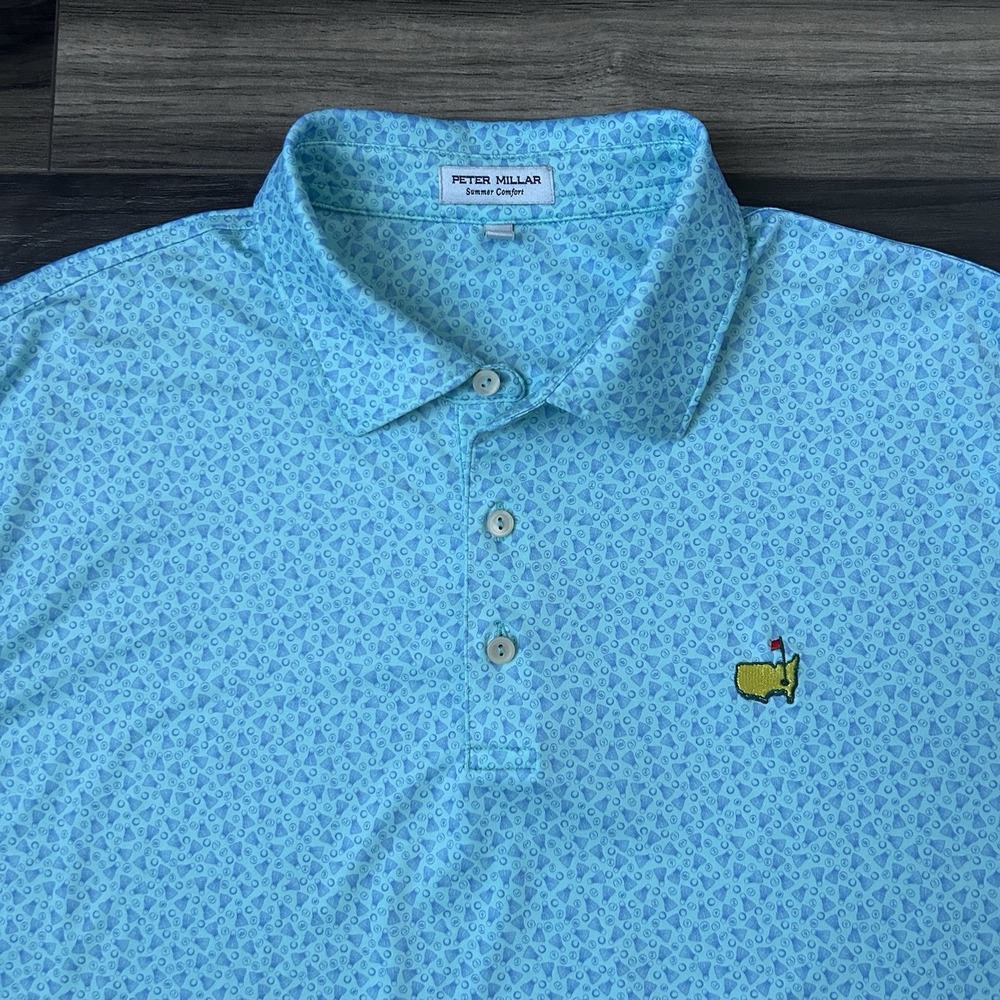 Peter Millar x Masters Summer Comfort Golf Birdie Time Polo Shirt Men's Large